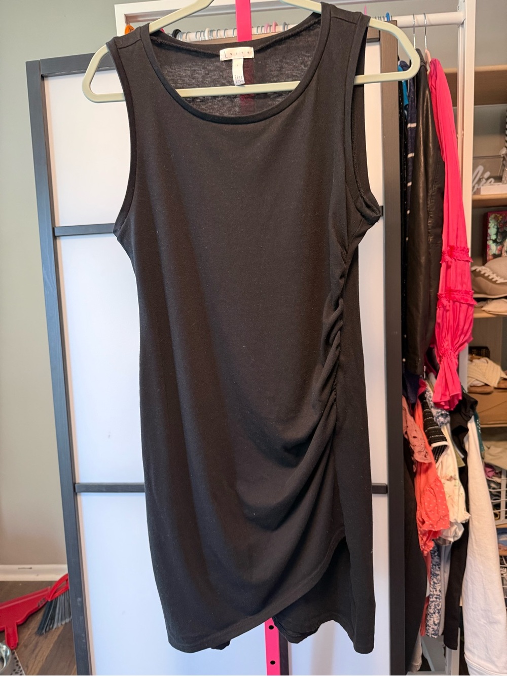 Leith Ruched Side Tank Dress – Size Large – Black – EUC